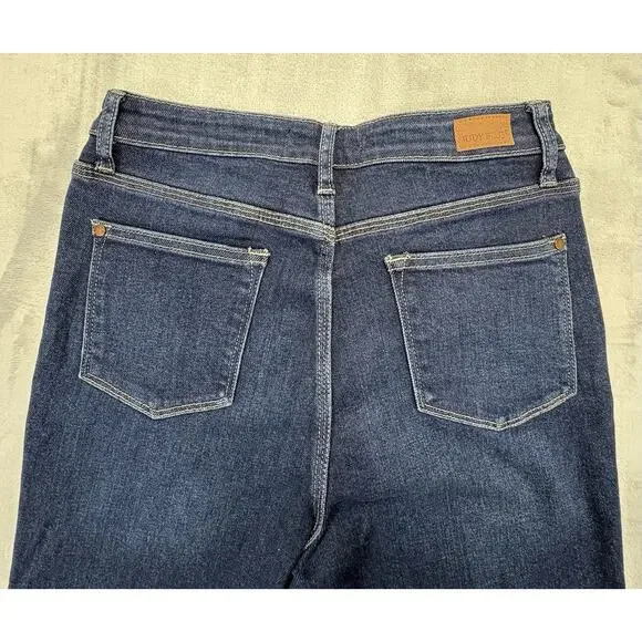 Judy Blue Women’s Cropped Straight Jeans Size 9/29 Cut Ankle Raw Hem Blue Denim - Picture 7 of 11